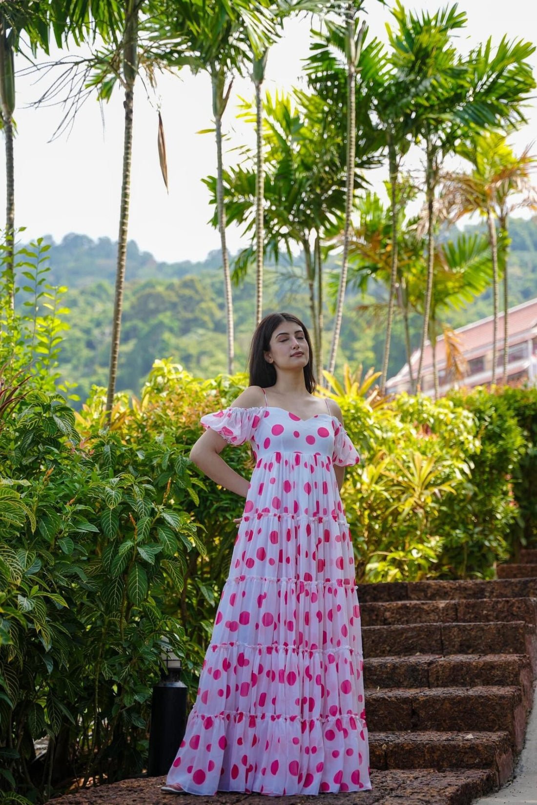 ELE POLKADOT GEORGETTE DRESS