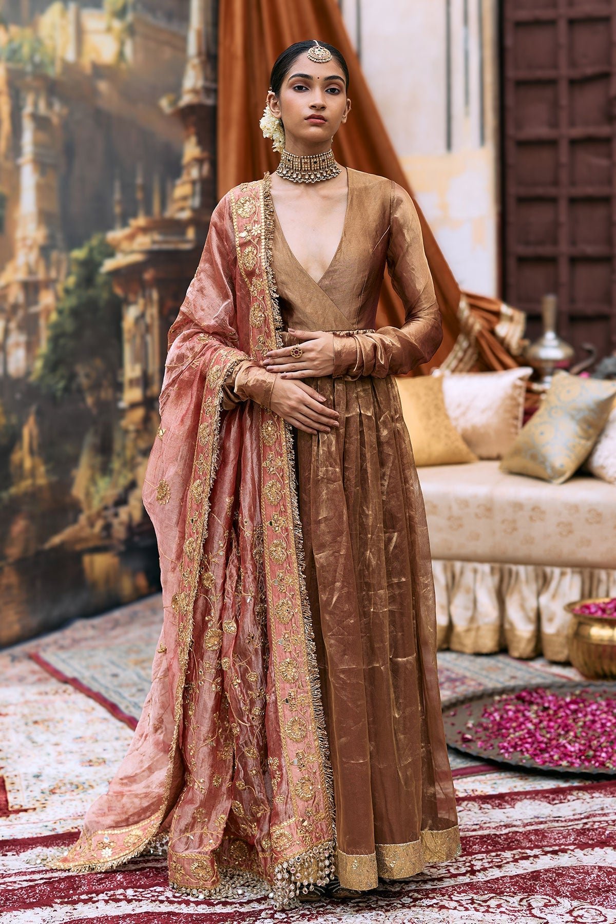 KANTHI ANARKALI AND RADHA KRISHNA DUPATTA SET