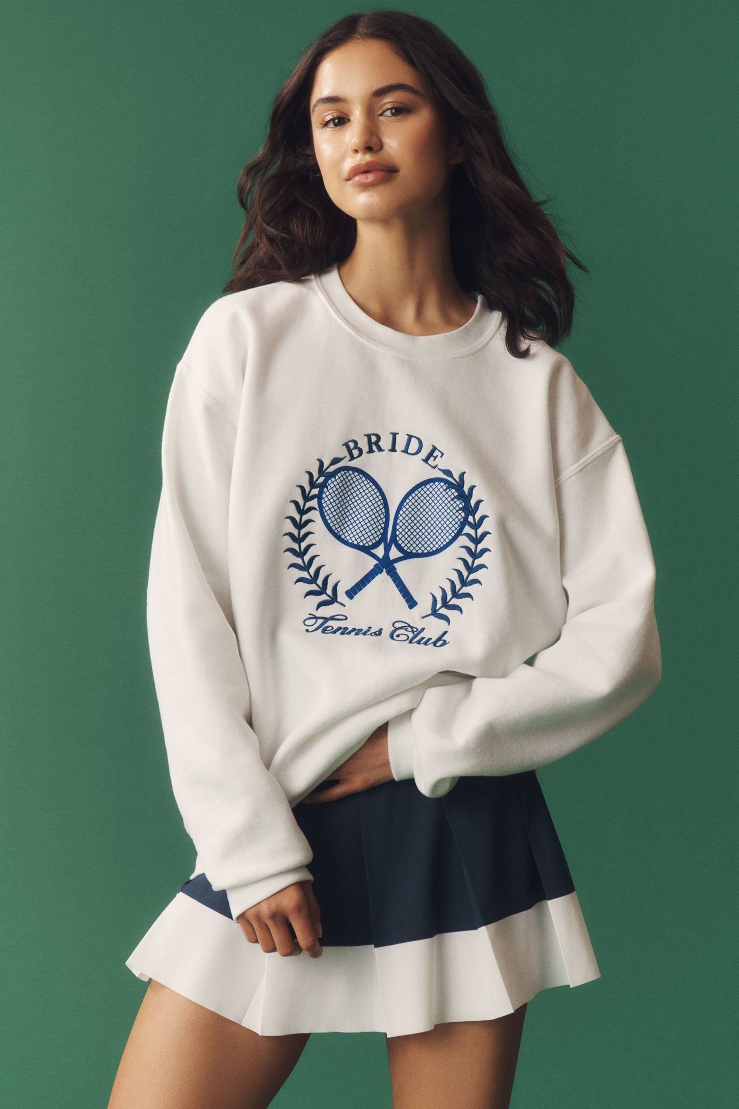 BRIDE TENNIS CLUB EMBROIDERED CREW-NECK SWEATSHIRT