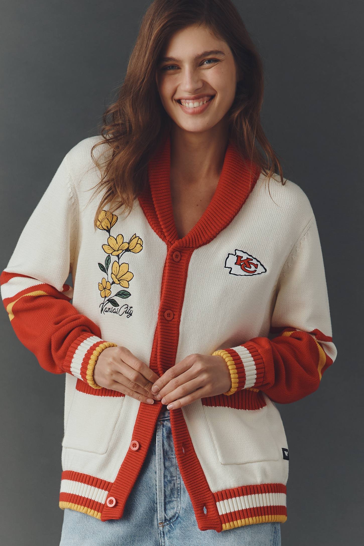 THE WILD COLLECTIVE NFL CARDIGAN SWEATER