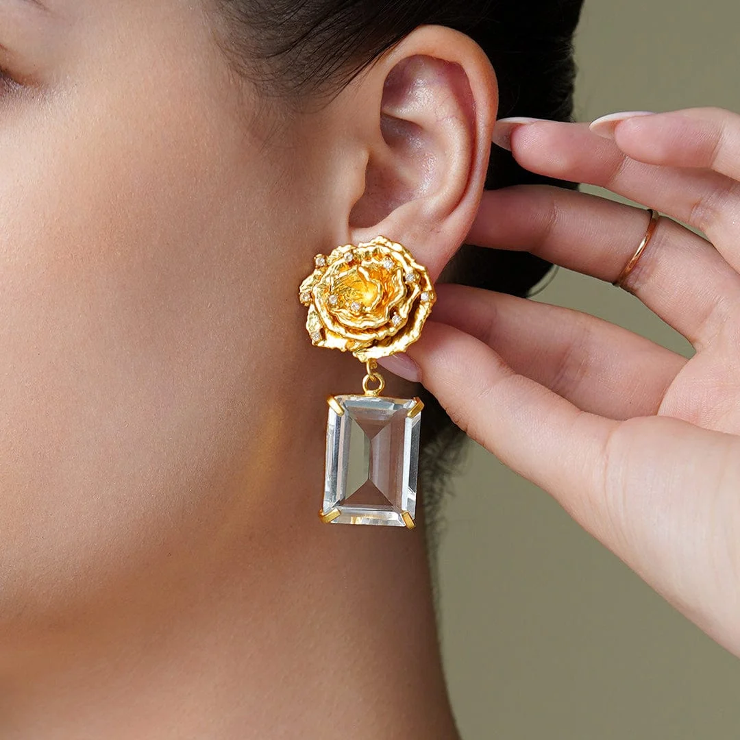 LUXE ROSE DROP EARRINGS
