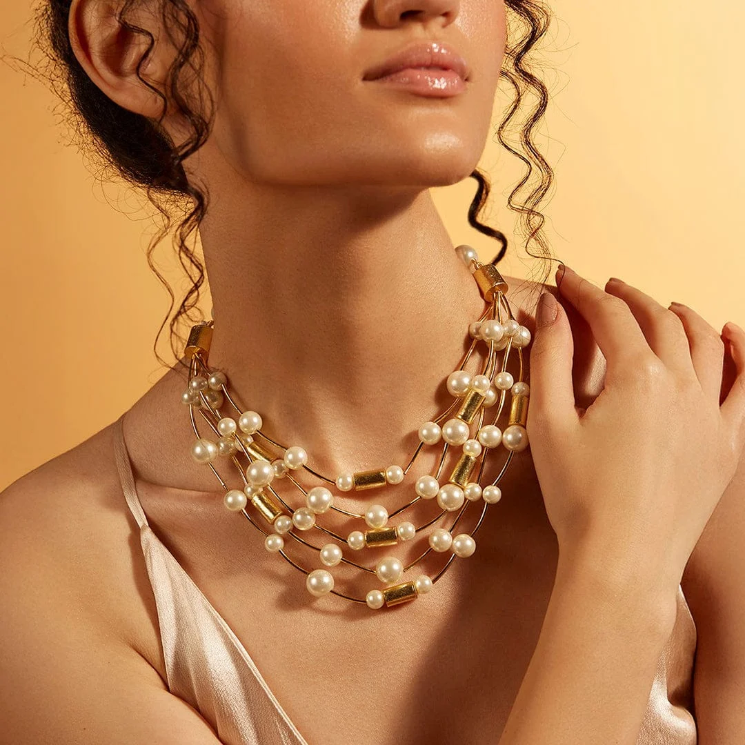 PEARL MULTI STRING CHOKER