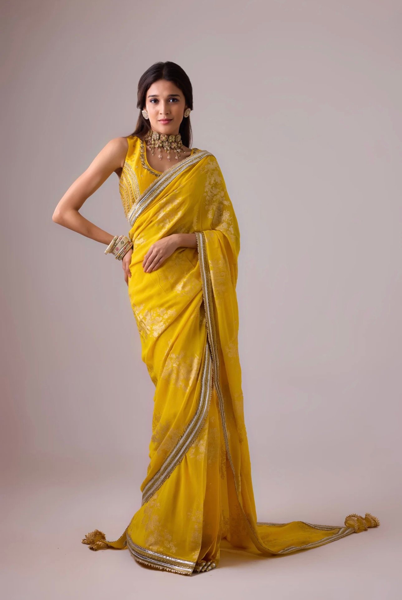 GEORGETTE BADAL SITARA GOLAD FOIL PRINTED SAREE WITH GOTA BLOUSE