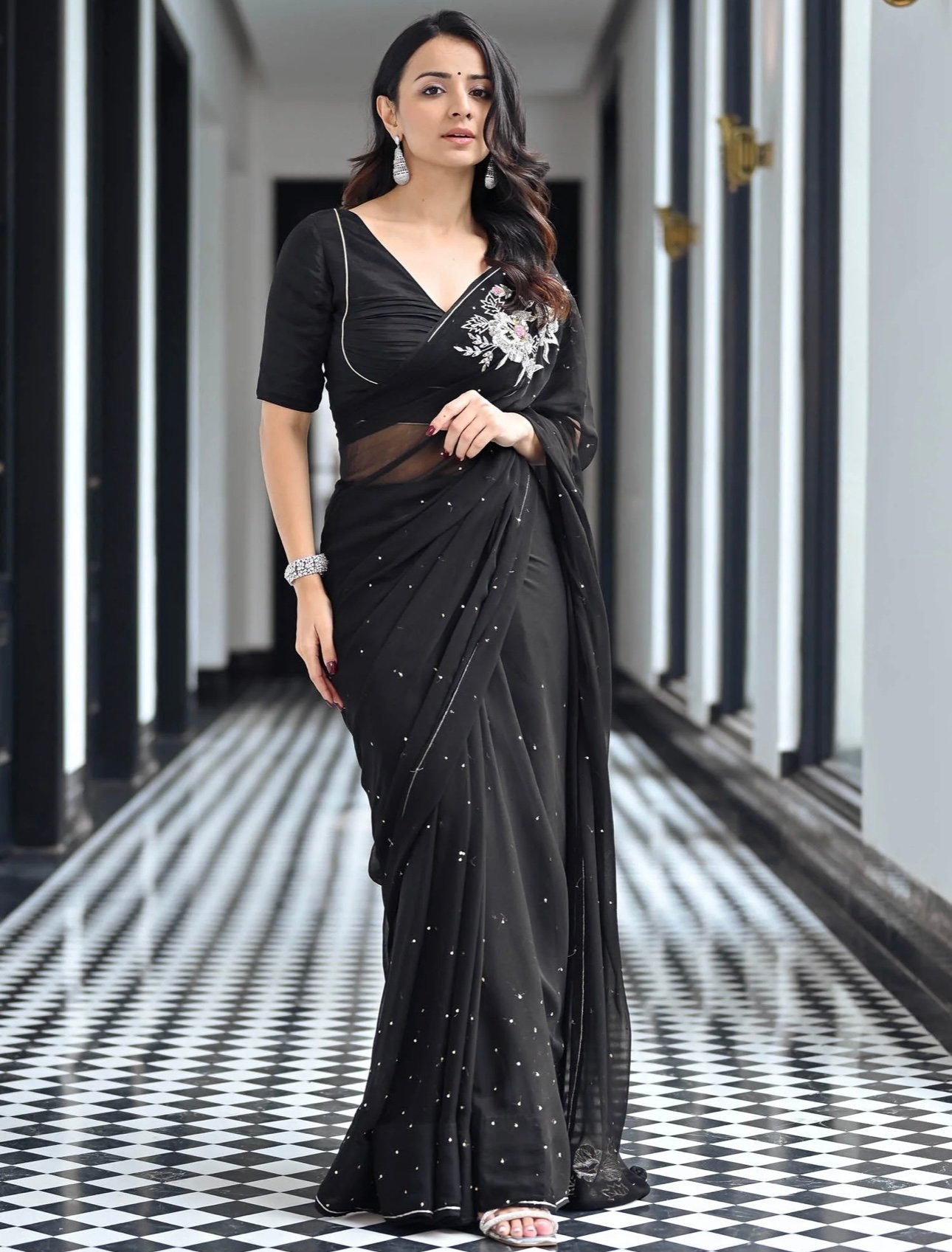MAHARANI BLACK CHIFFON SAREE