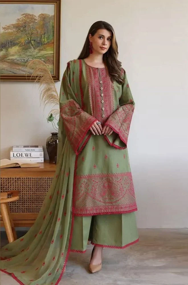 BAREEZE 3PC LAWN EMBROIDERED SUIT