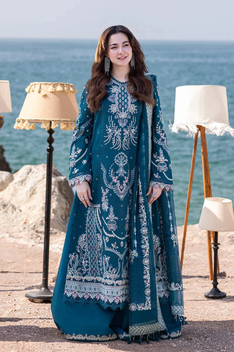QALAMKAR 3 PC CHICKENKARI EMBROIDERED SUIT