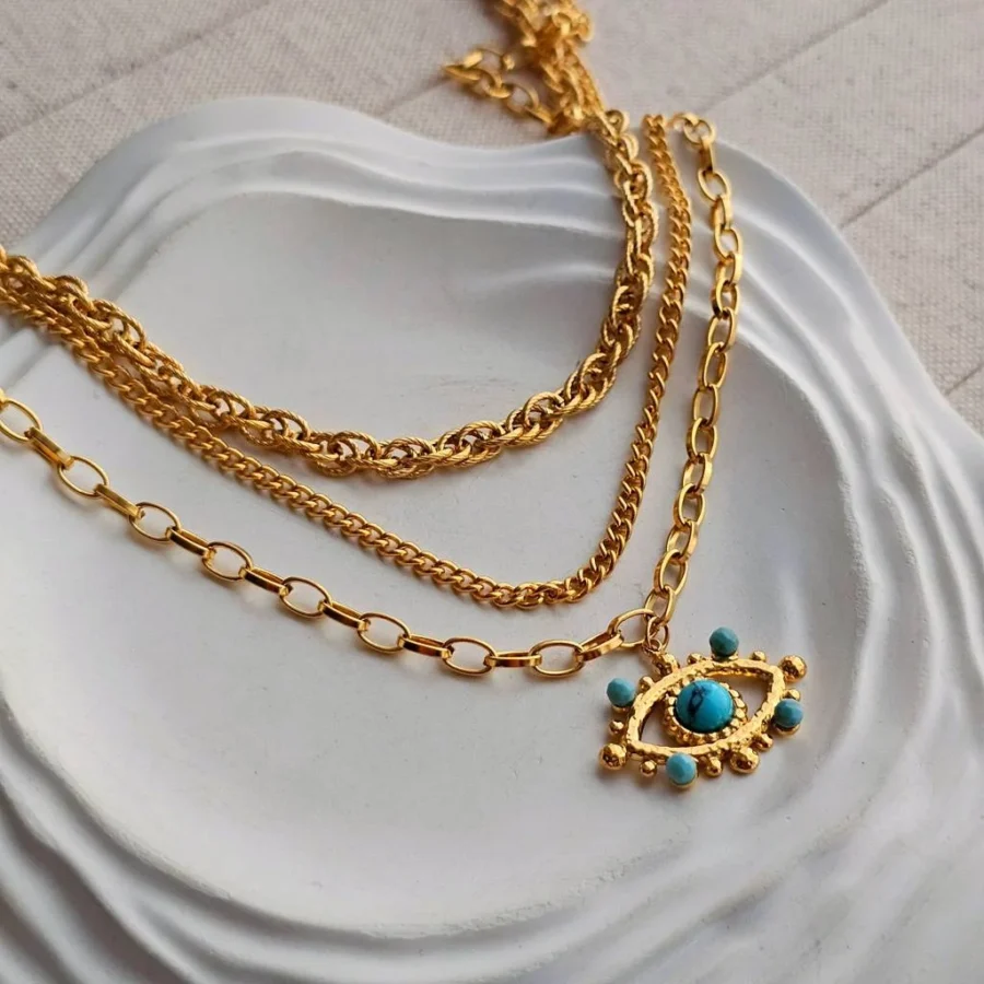 Triple Layered Evil Eye Necklace