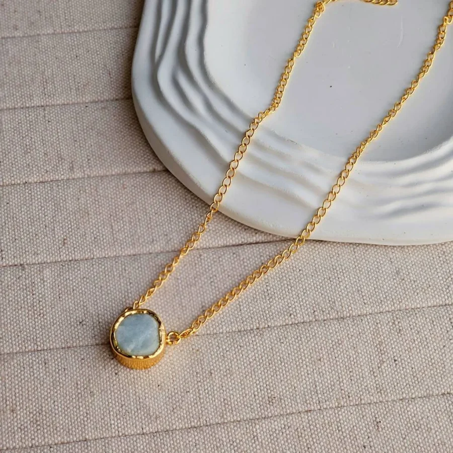 Aventurine Stud Brass Necklace