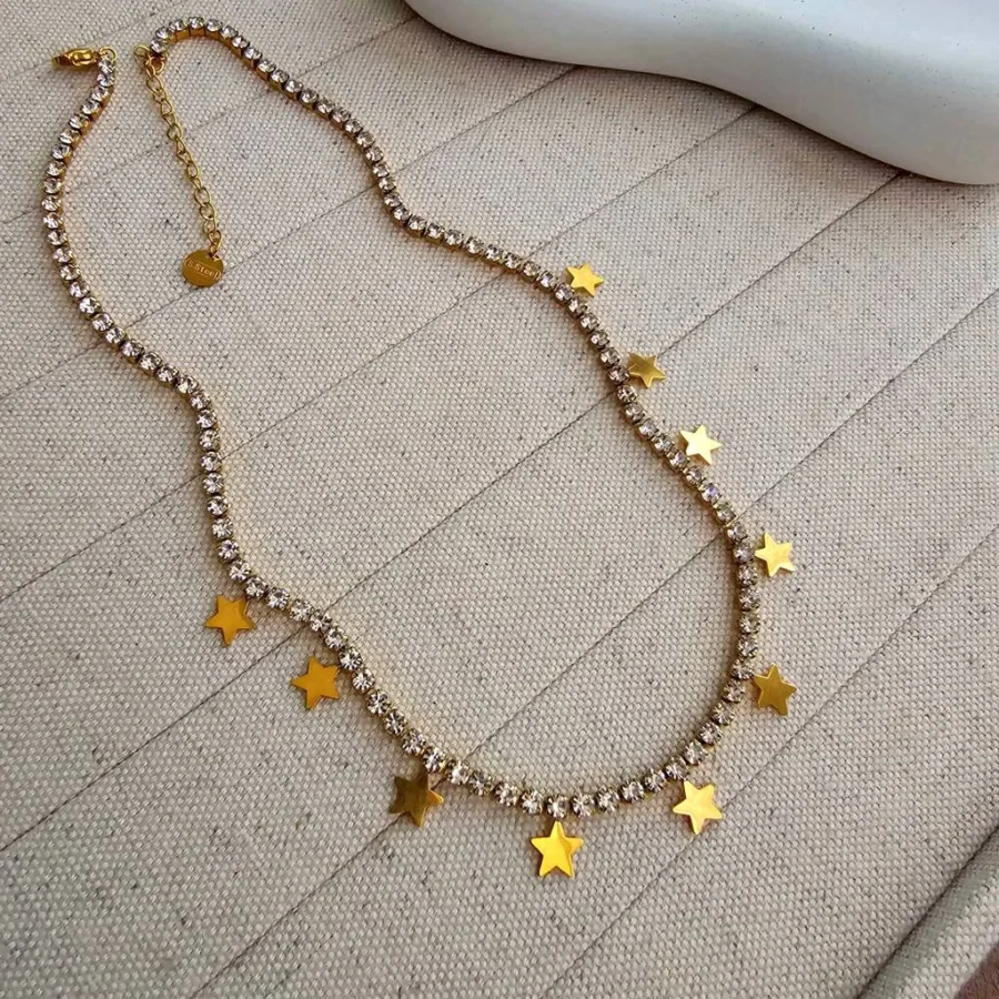 Zircon Chain Tennis Star Necklace