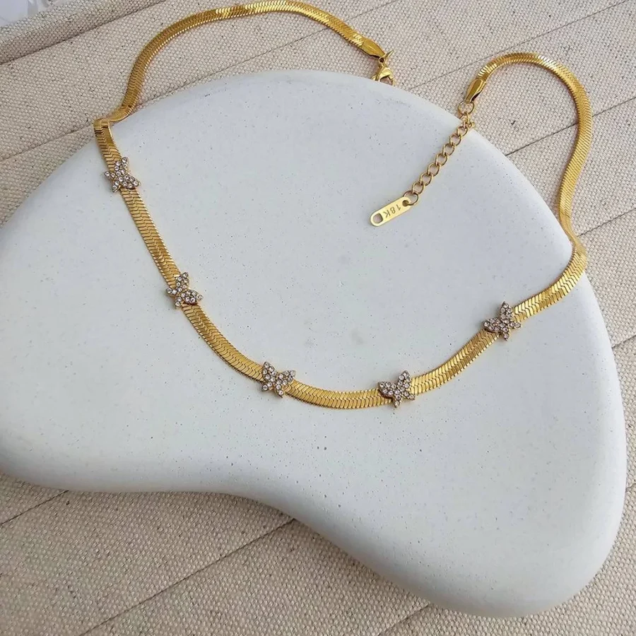 Zircon Butterfly Chain Necklace