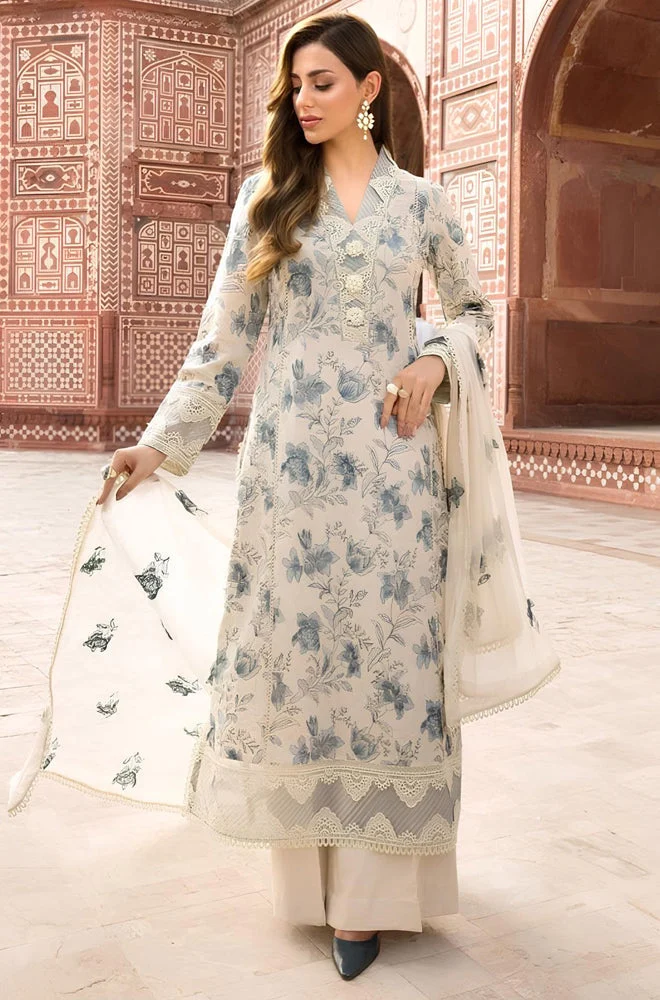 Bareeze -Embroidered 3pc Lawn Dress With Embroidered Chiffon Dupatta