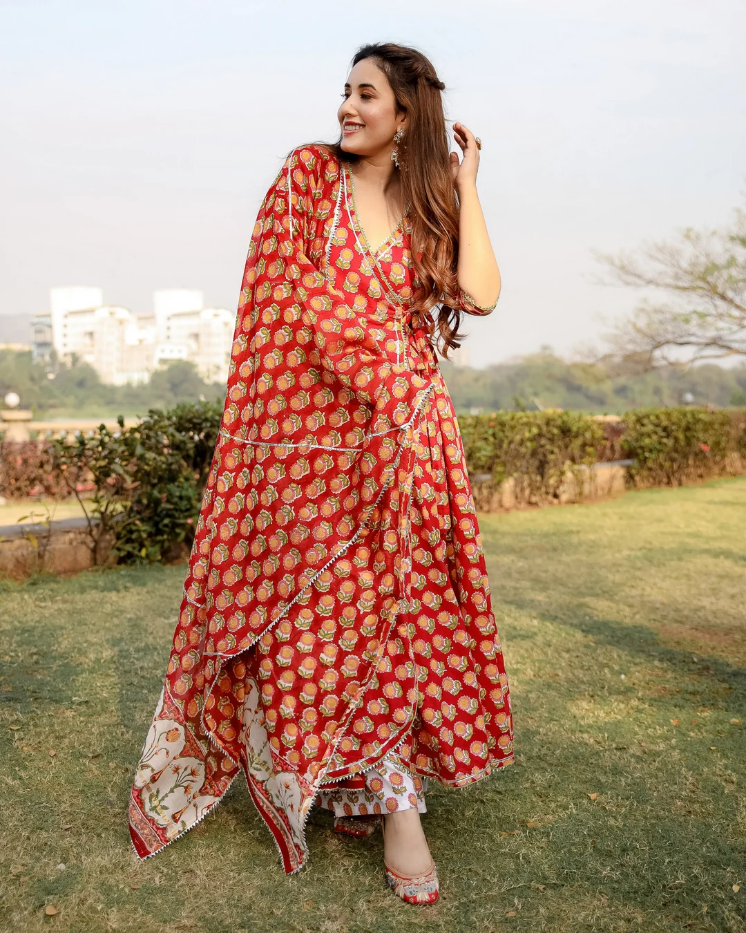 RED ROSEWOOD HANDBLOCK SUIT SET