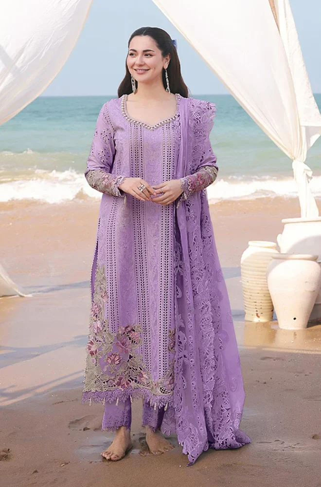 3PC Stitched Dhanak Embroidered Suit
