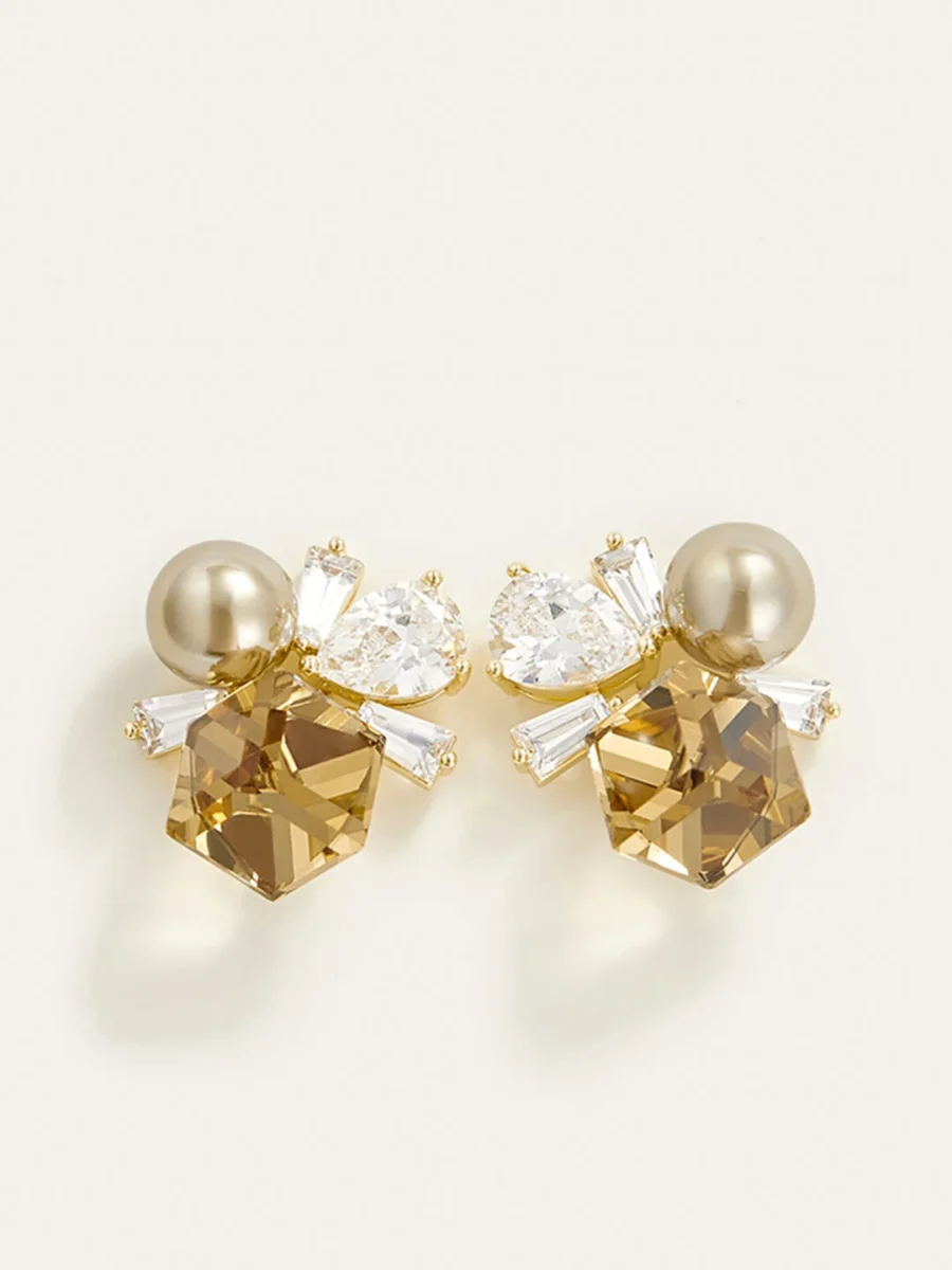 Crystal and Pearl Cluster Earrings