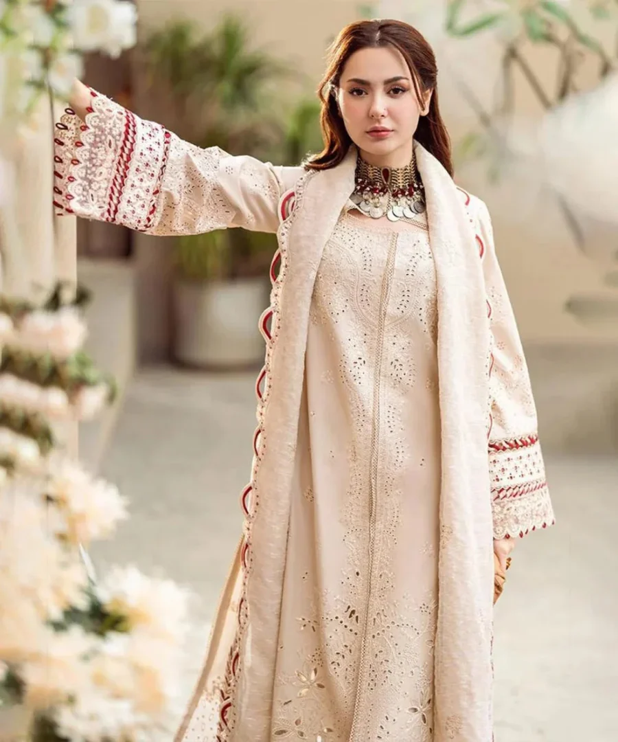 Lawn-3PC Embroidered Shirt with Organza Embroidered Dupatta