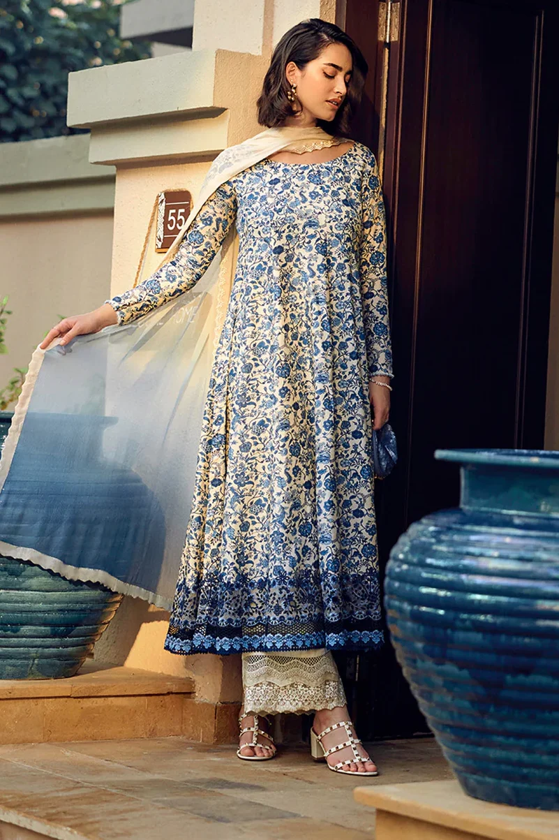 Faiza Saqlain Lawn Embroidered 3 Pc stitched Suit Terylin
