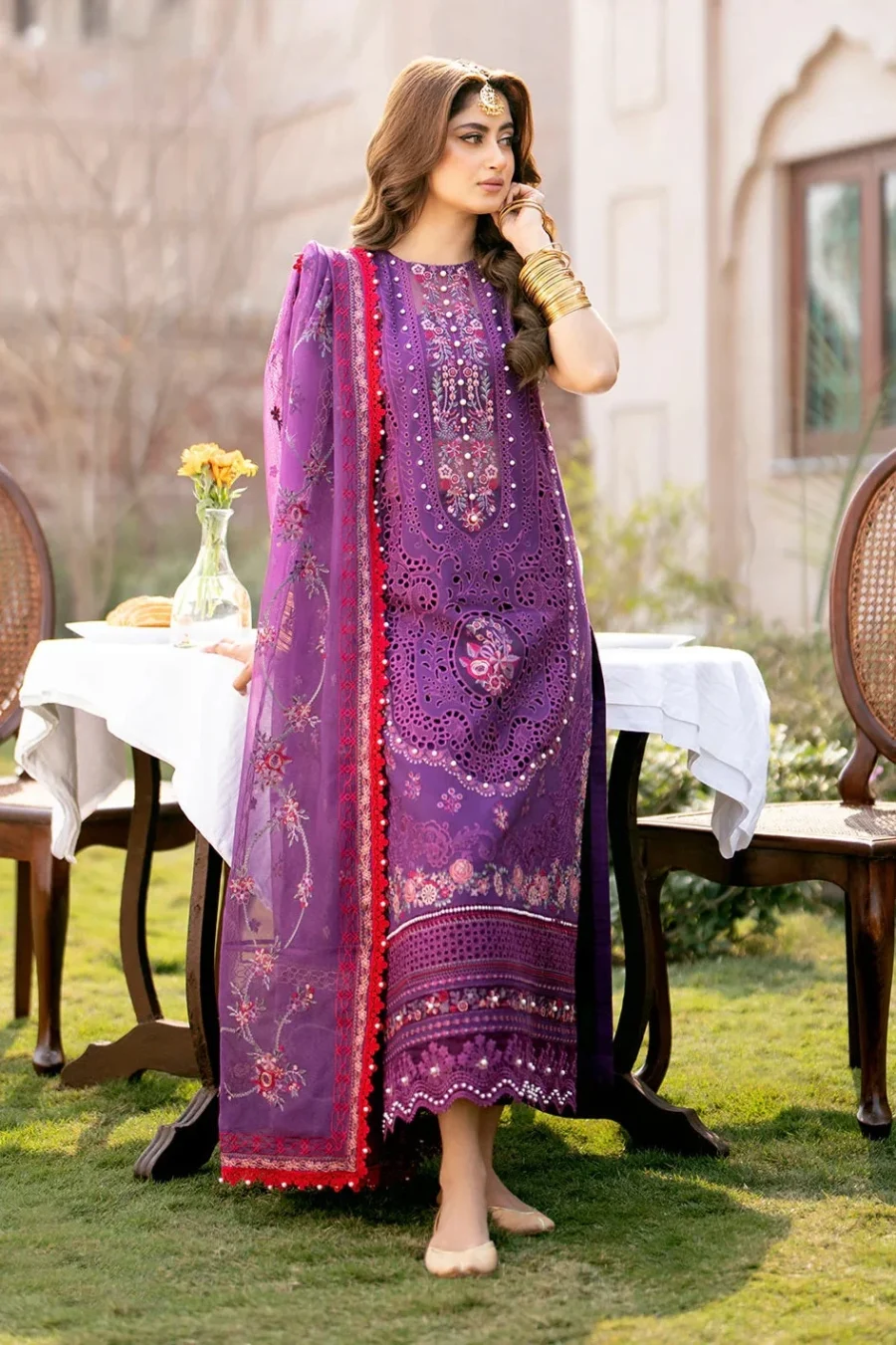 Bin Ilyas Luxury Lawn Embroidered stitched 3 Piece 