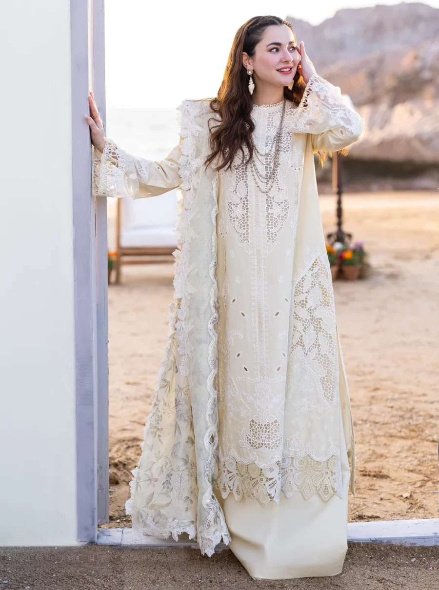 Qalamkar Sahil Kinare Luxury Lawn Embroidered 3 Piece stitched